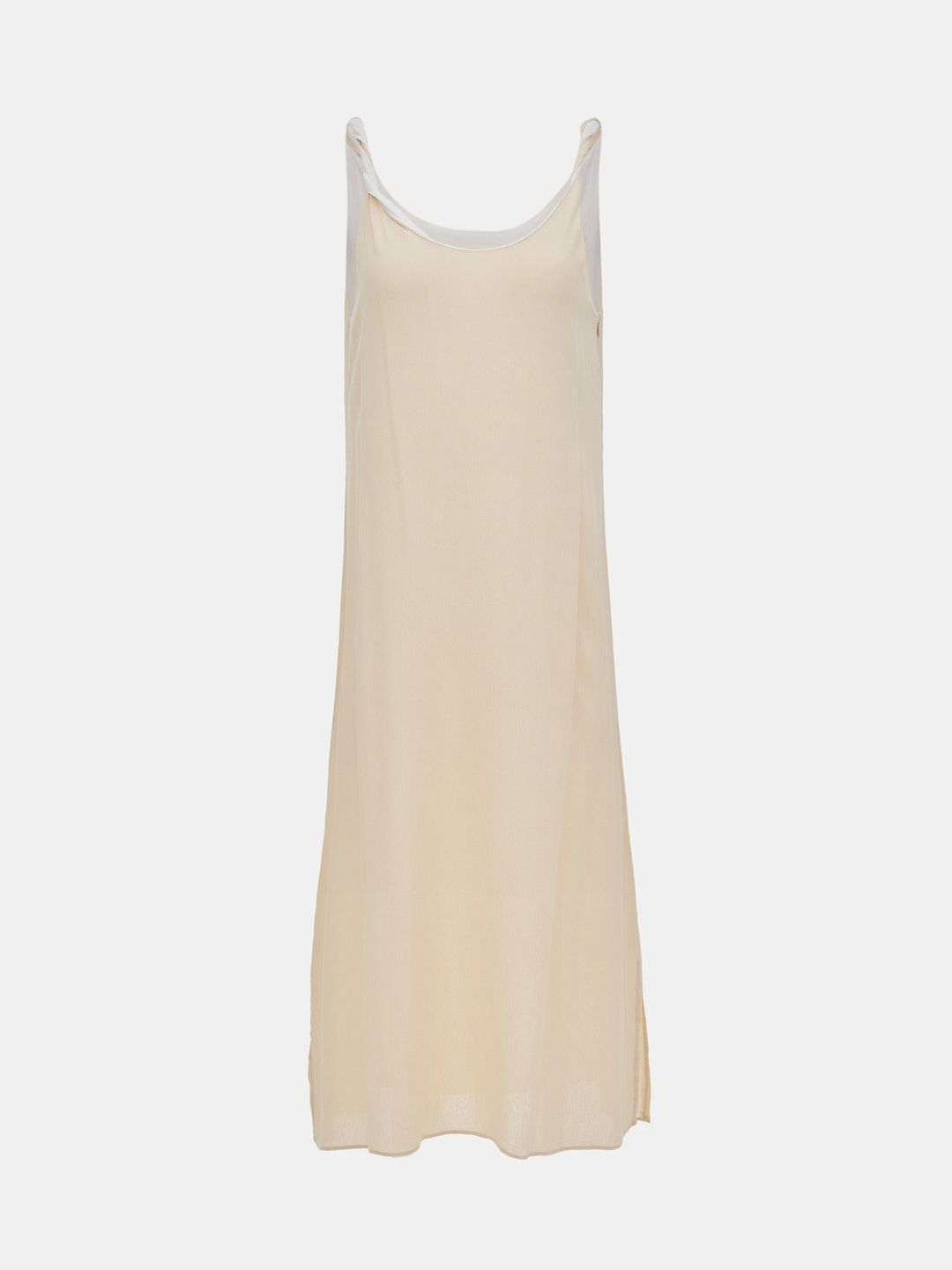 Twist Straps Dress, Ecru Beige