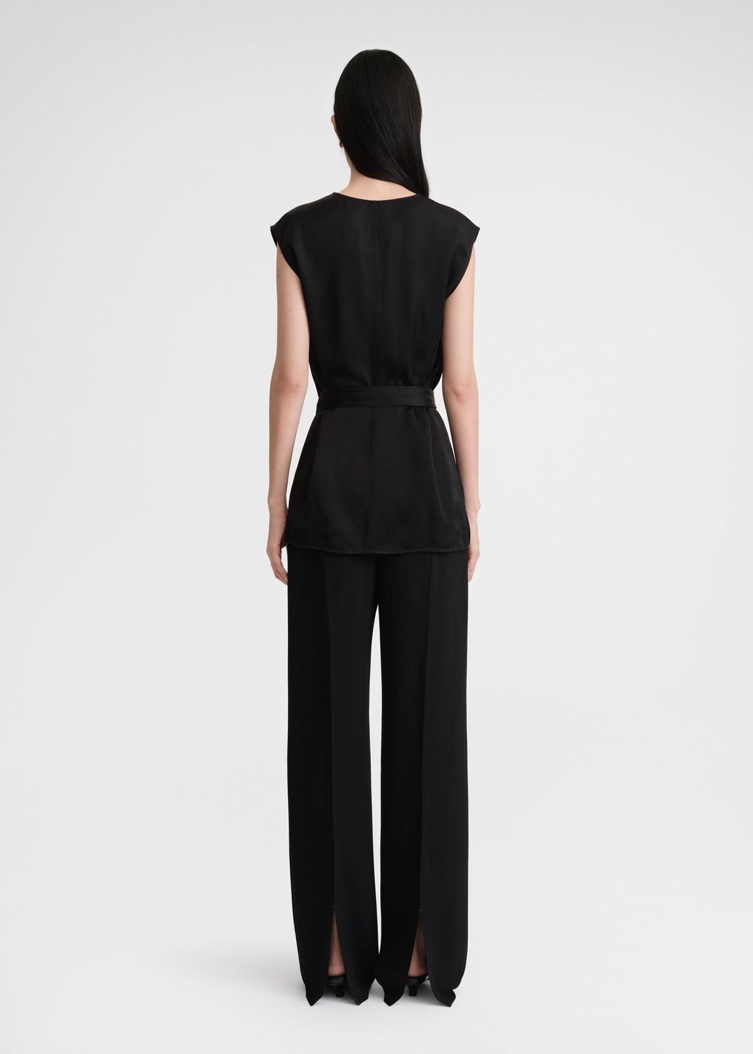 Twisted satin tie top black #4