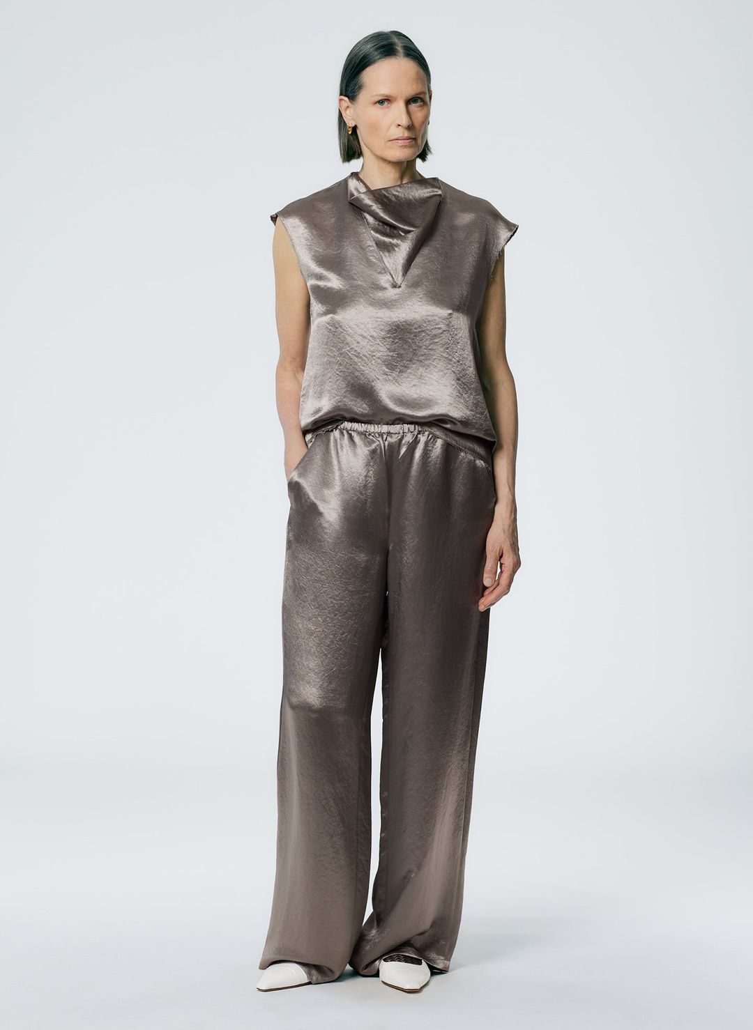 Sion Satin Wide Leg Pull On Pant #2