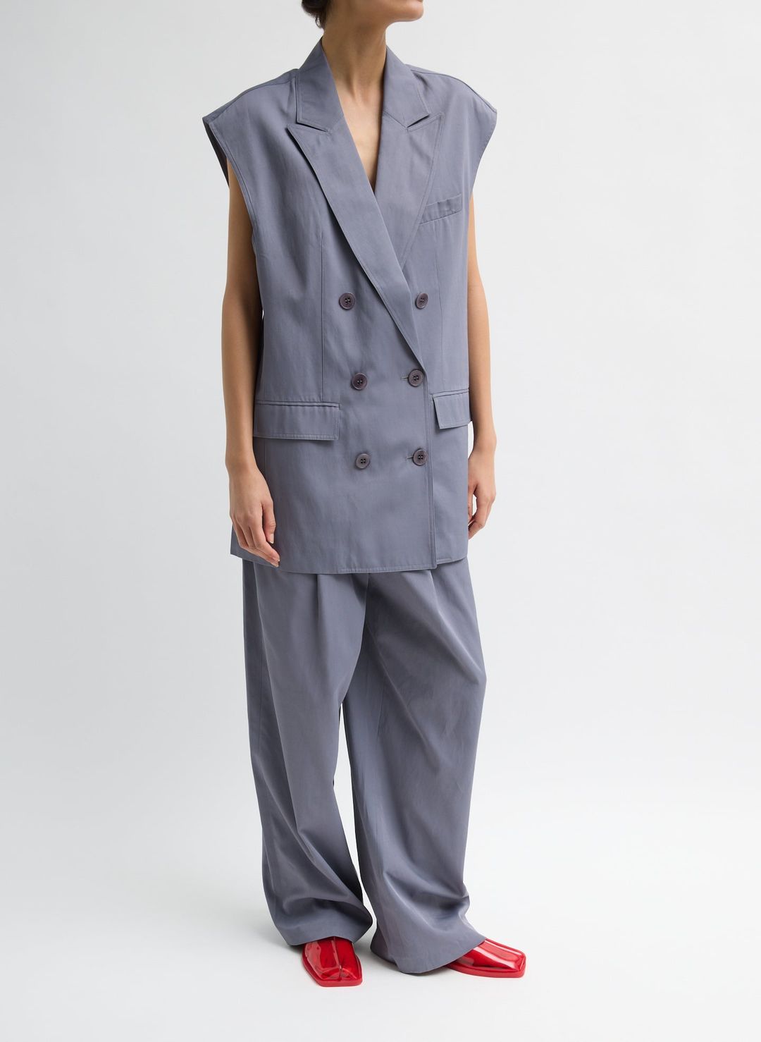 Drapey Suiting Oversized Double Breasted Vest #3