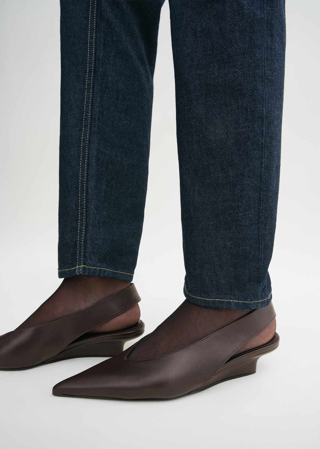 Wedge-heel Nappa slingbacks bark #3