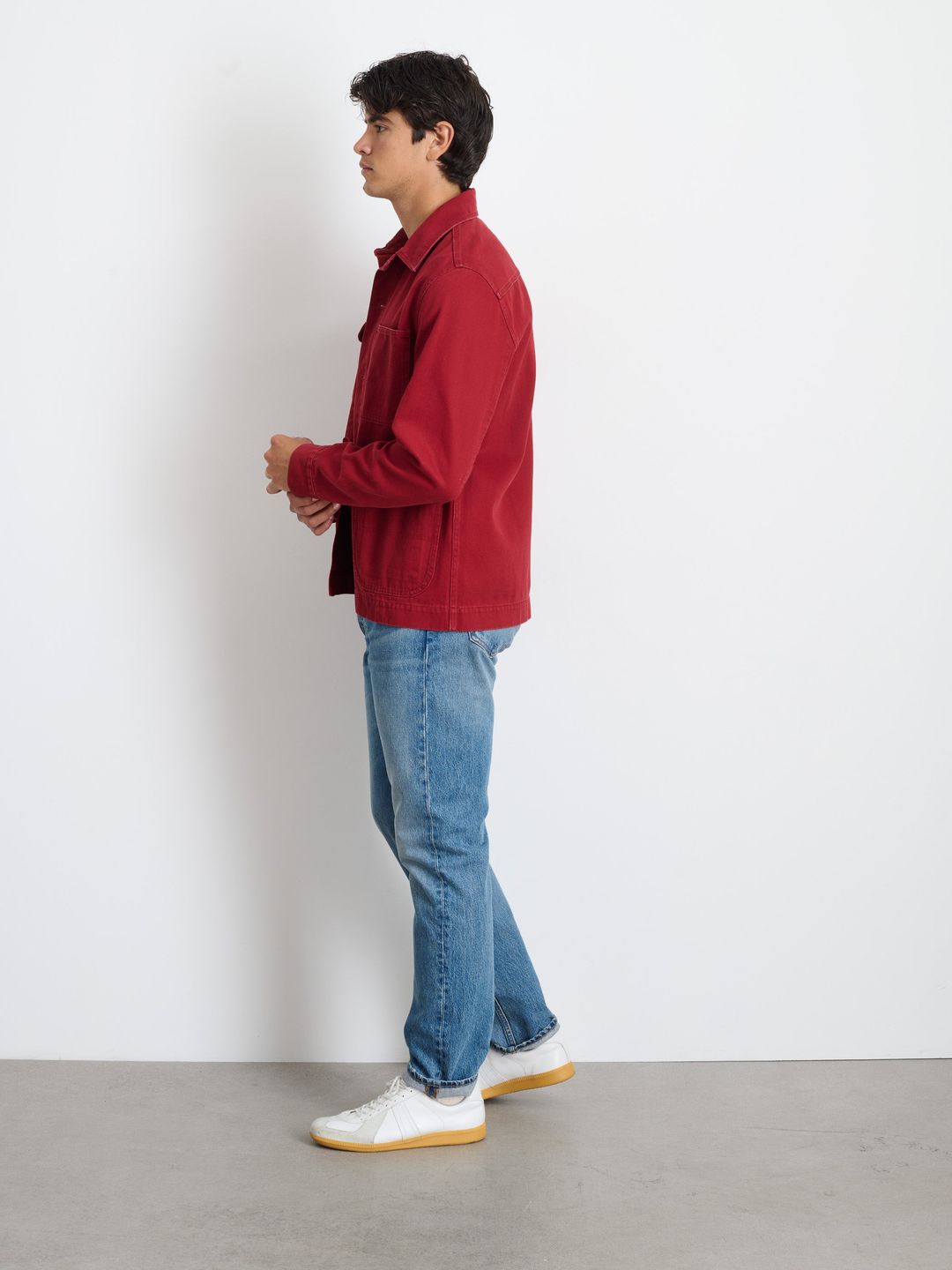 Garment Dyed Work Jacket in Recycled Denim #4