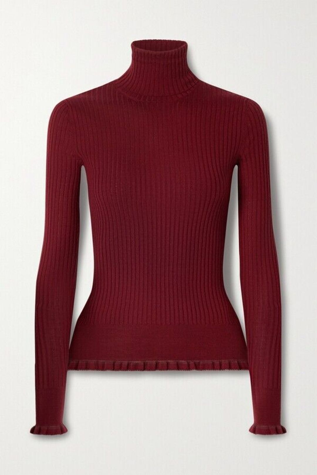 Arzino ruffled ribbed cashmere and silk-blend turtleneck sweater
