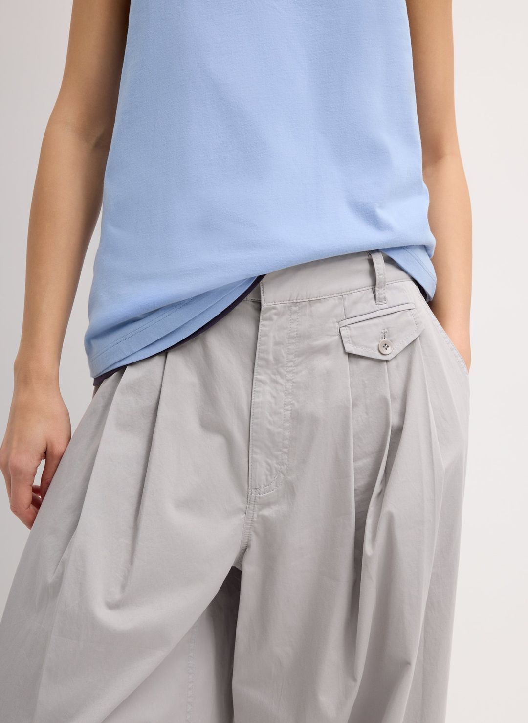 Garment Dyed Silky Cotton Triple Pleat Pant #8