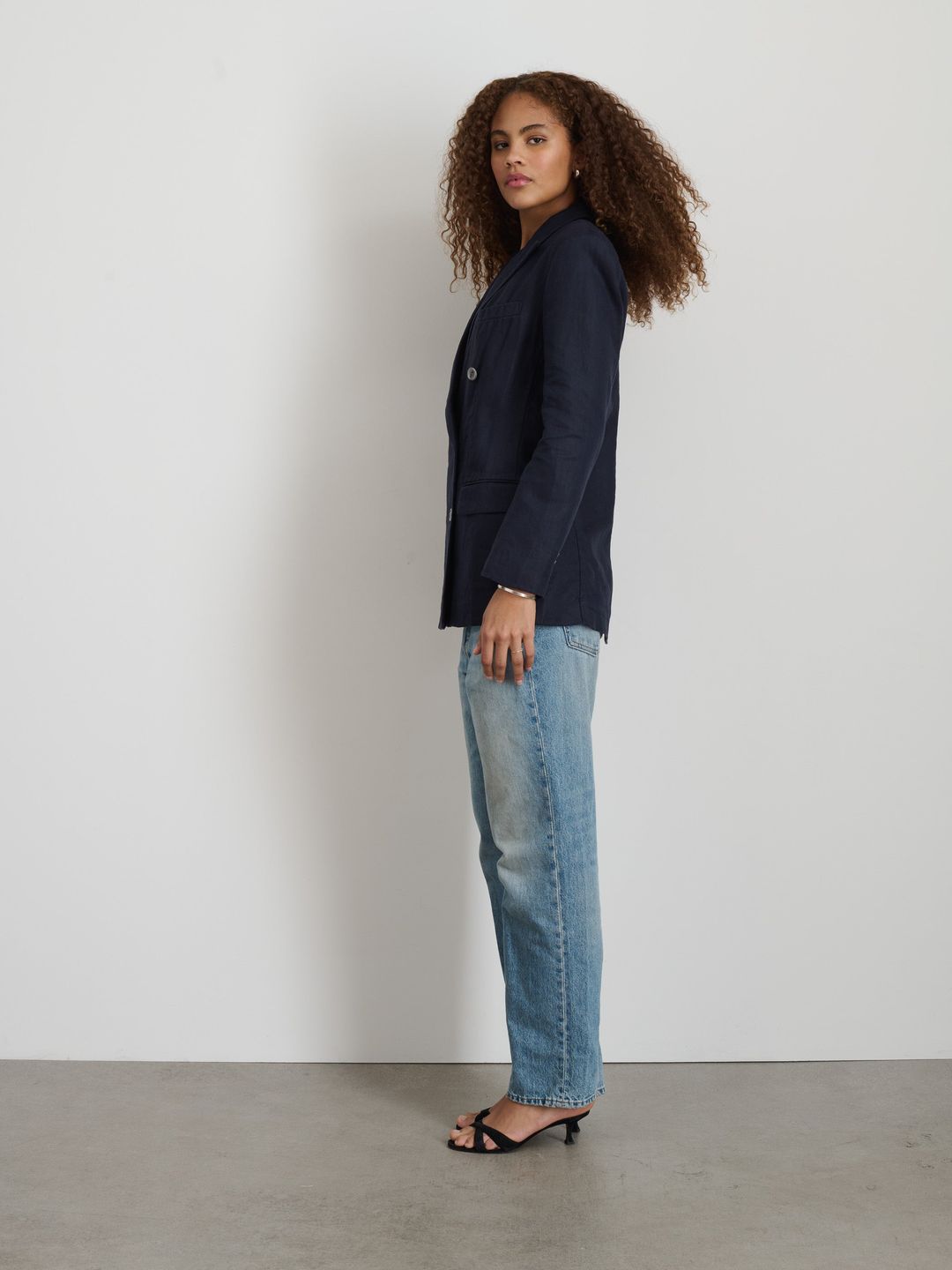 Anna Double Breasted Blazer In Linen #5