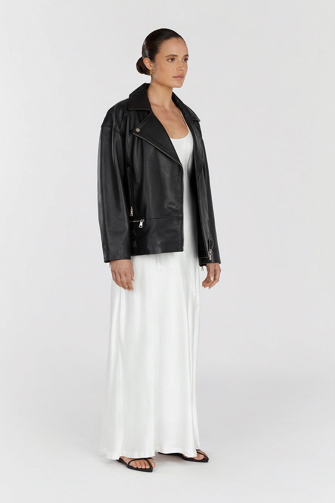 TORI BLACK LEATHER BIKER JACKET #3