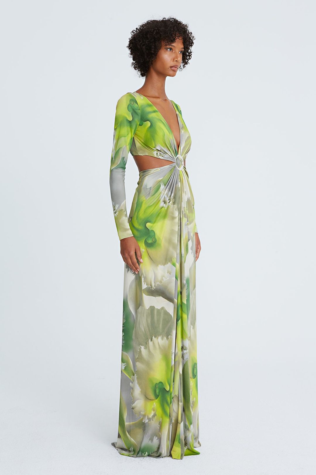 Jen Jersey V-Neck Draped Gown #4