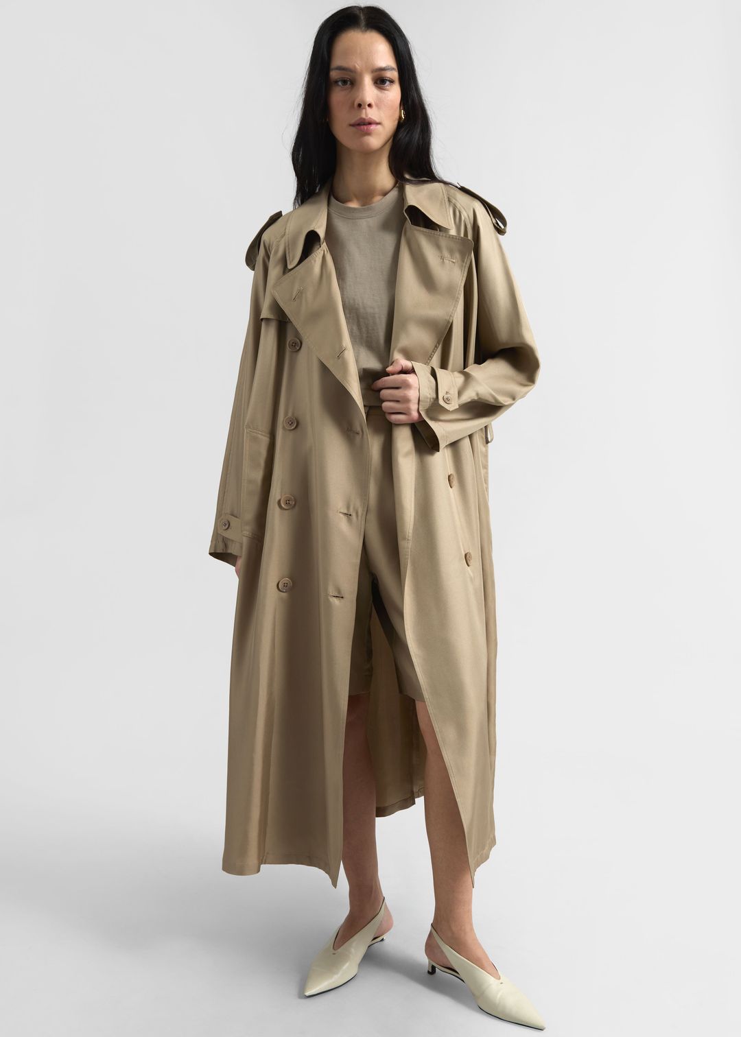 Veyron Silk Trench - Beige #3