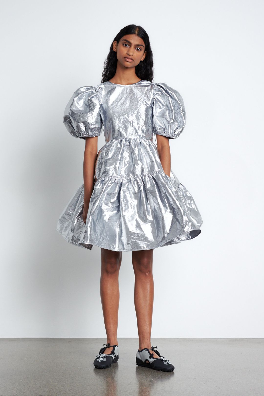 SYLVIE | DRESS COSMOS TAFFETA SILVER
