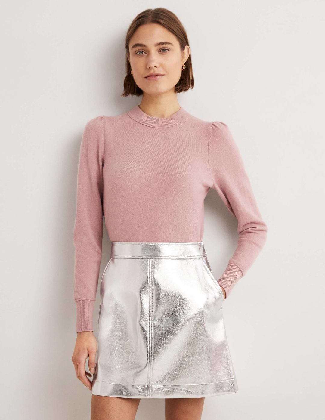 Cashmere Puff Shoulder Sweater-Violet Purple #3