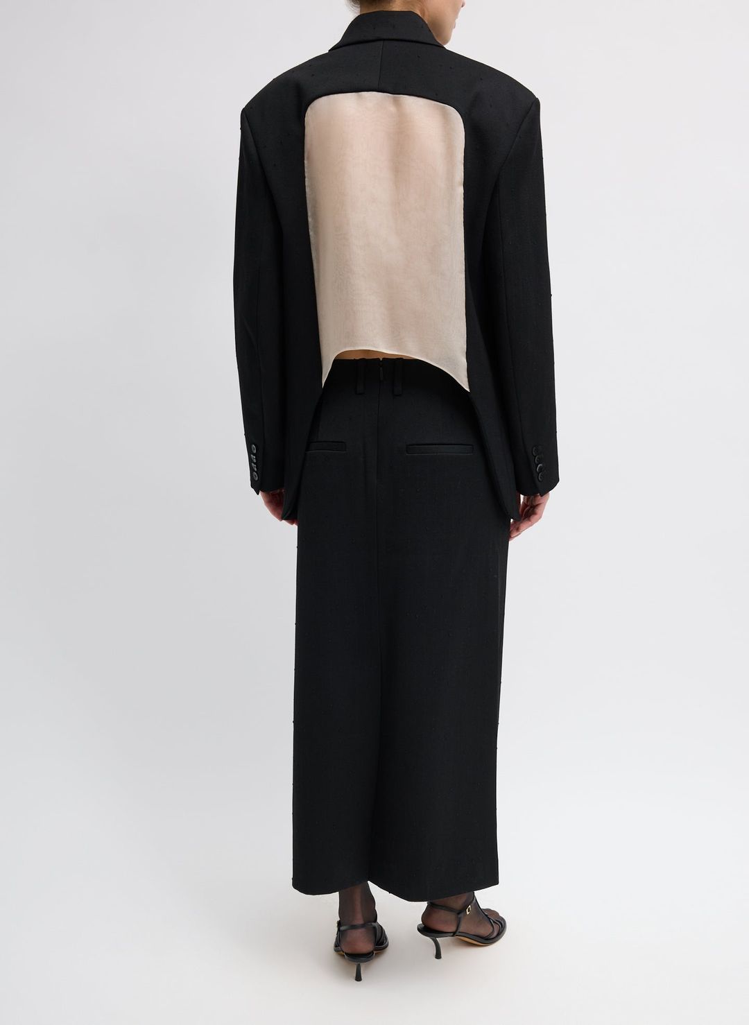 Refined Wool Slub Blazer With Cut Out Organza Back #5