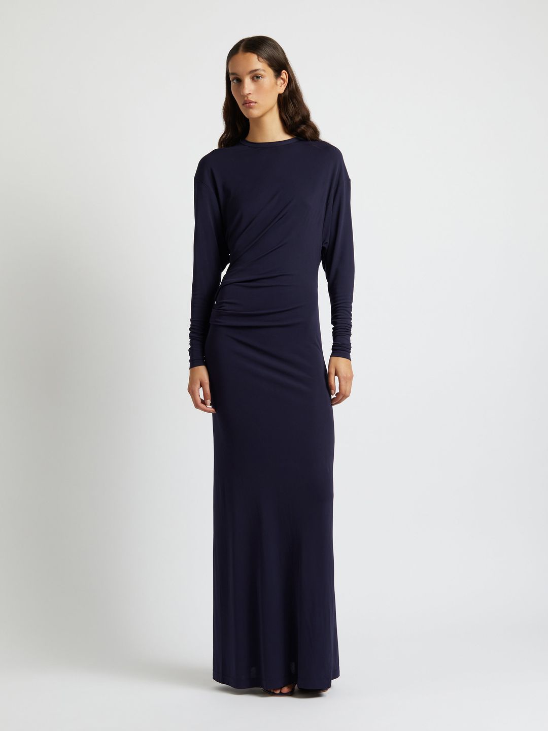 Side Cowl Long Sleeve Dress #4