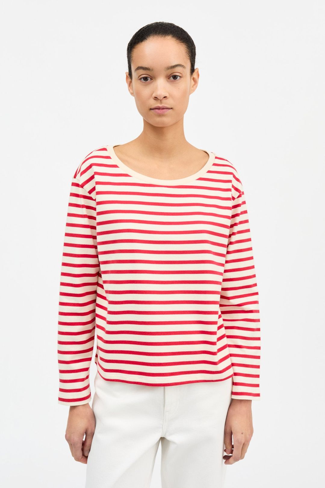 Marron oversized blouse - Off white/Red stripe