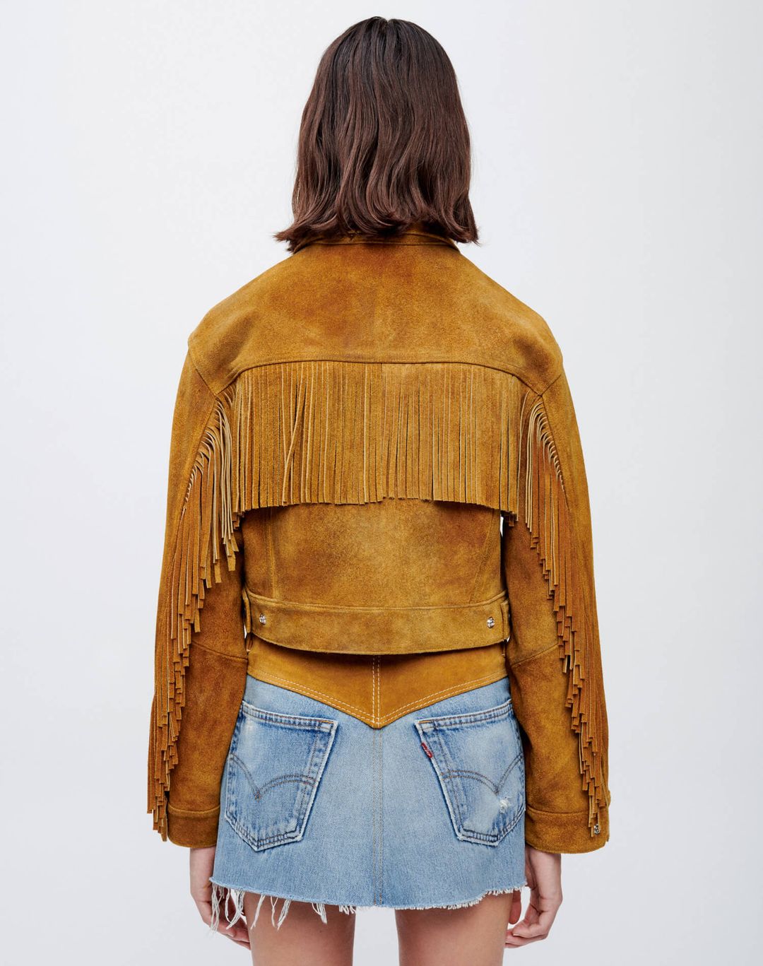 Cropped Suede Fringe Jacket - Tan Suede #5