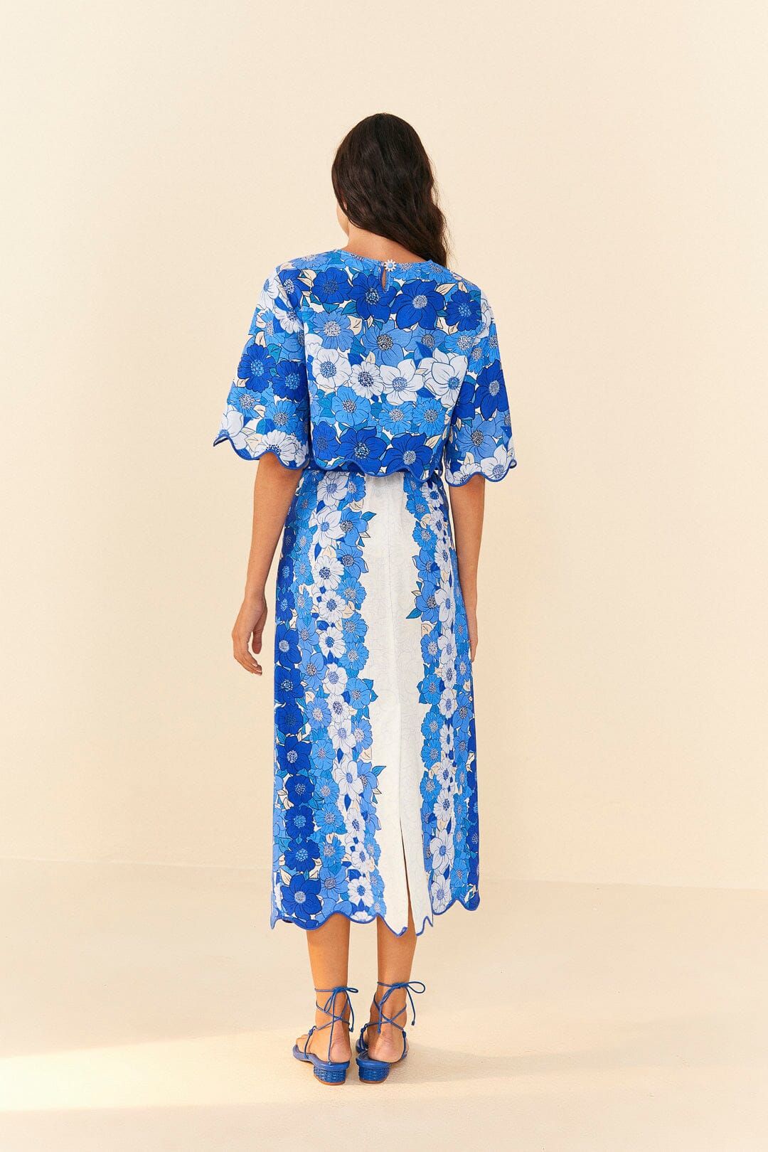 Blue Flower Stripes Crop Top #4