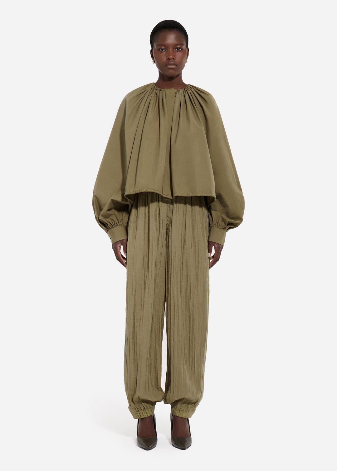 Articulated Vented Pant in Wrinkled Nylon - Aloe #4