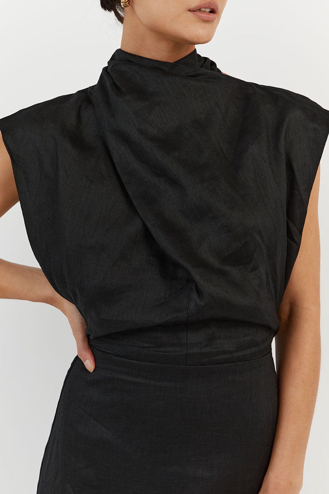 ALESSI BLACK LINEN MIDI DRESS #5