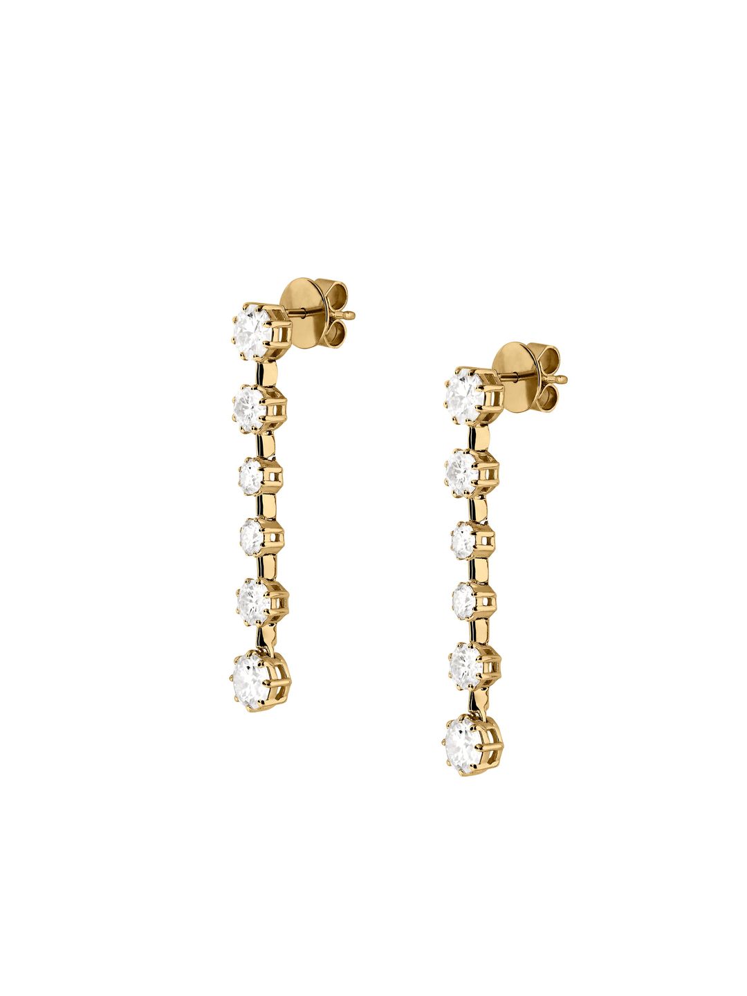 COLETTE 6-STONE DROP EARRINGS IN MOISSANITE, 18K GOLD VERMEIL