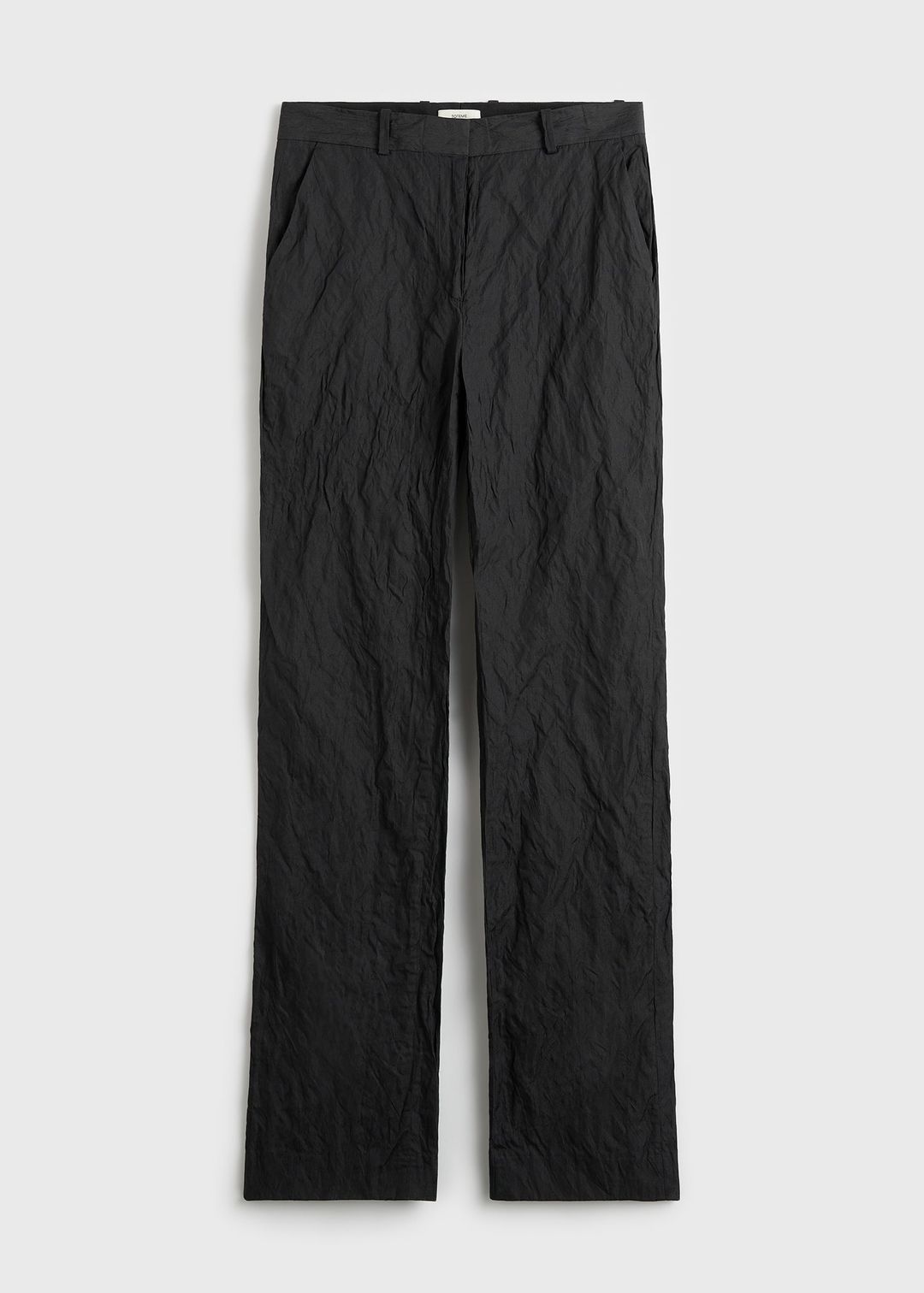 Crinkled cotton trousers black #5