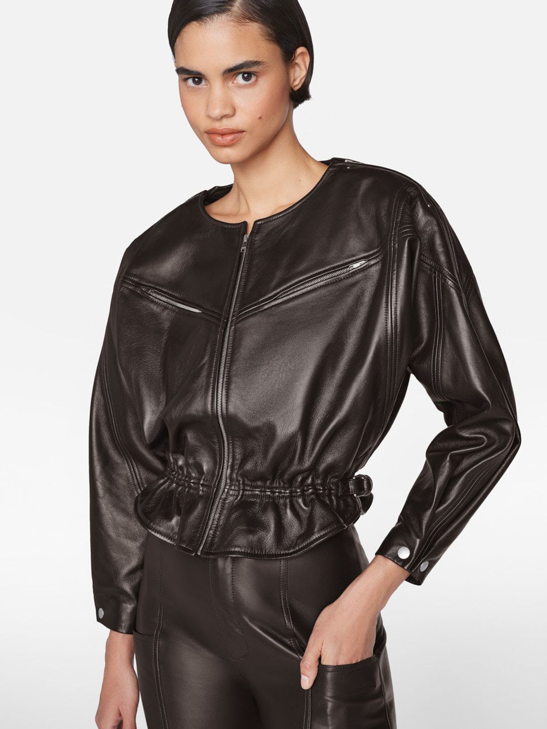 Slouchy Zip Up Jacket -- Espresso #7