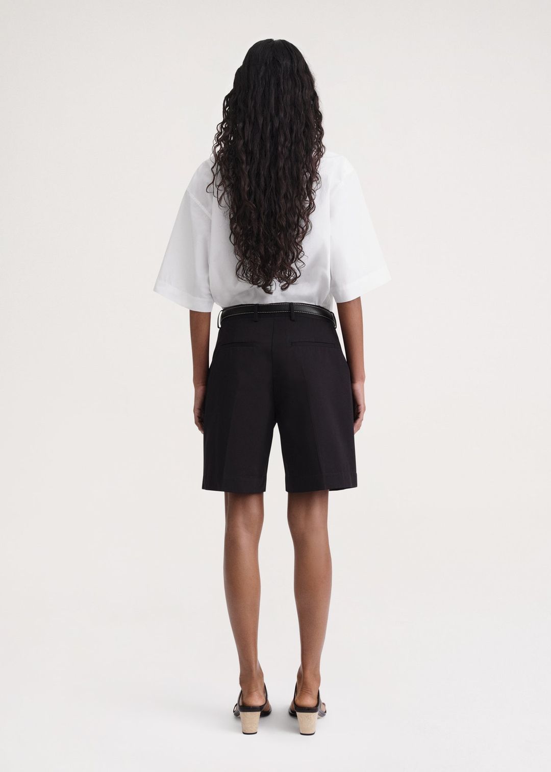 Pleated cotton-twill shorts black #3