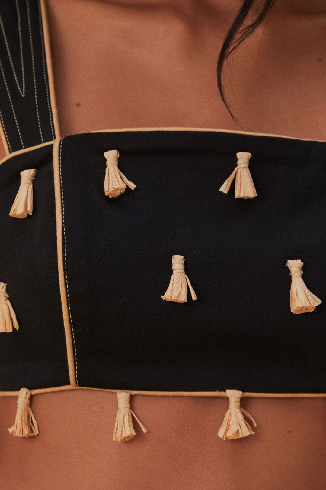 Black Raffia Fringe Top #6