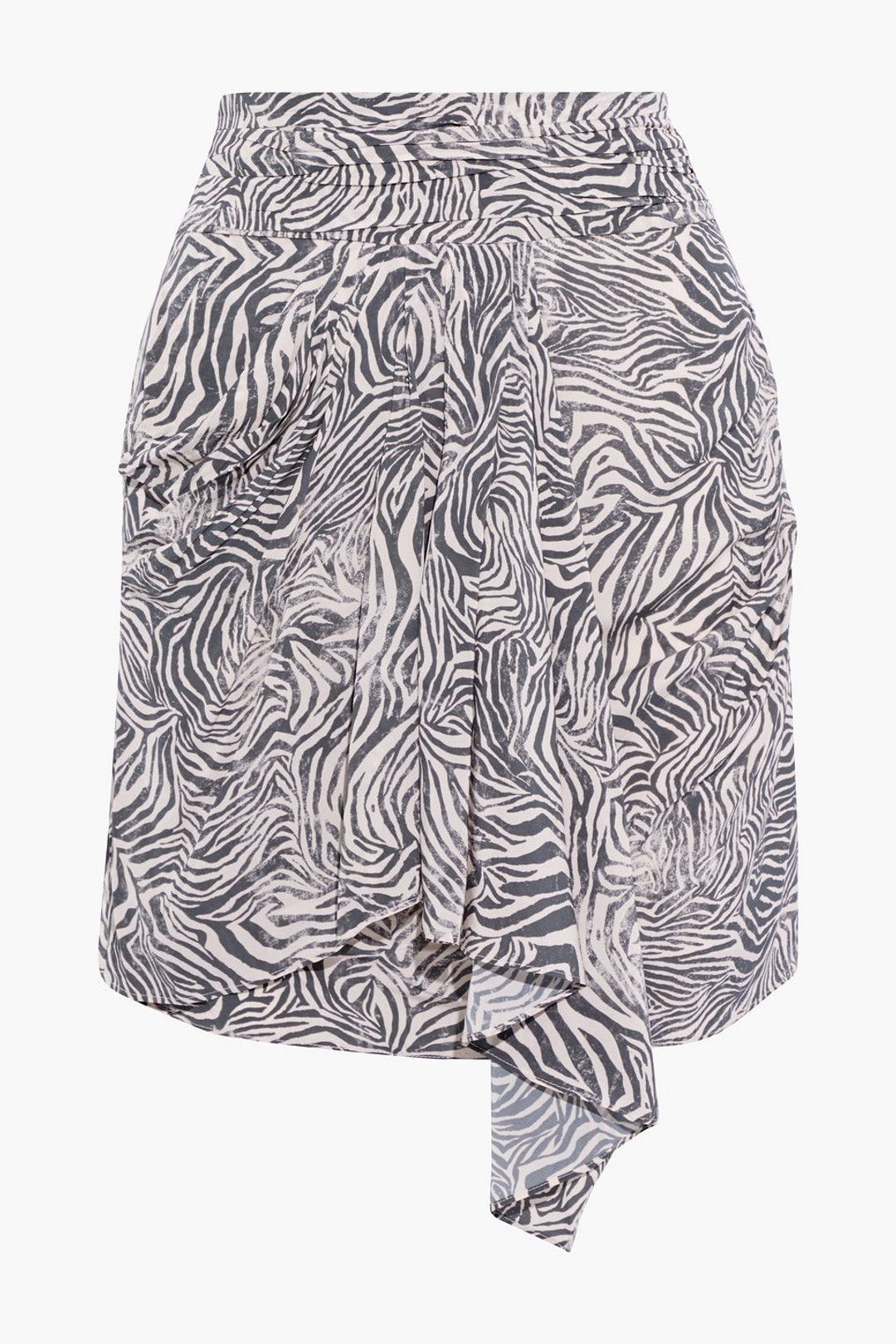 Siowa draped zebra-print crepe de chine mini skirt