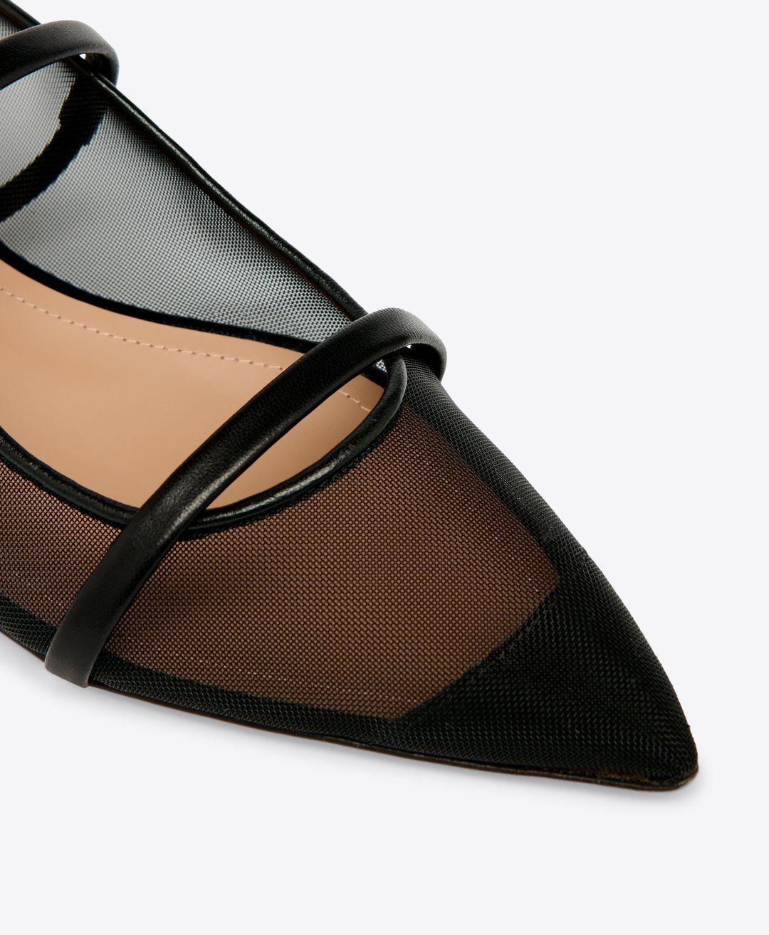 Maureen Flat - Black Mesh Flat Mules with Nappa Leather Straps #4