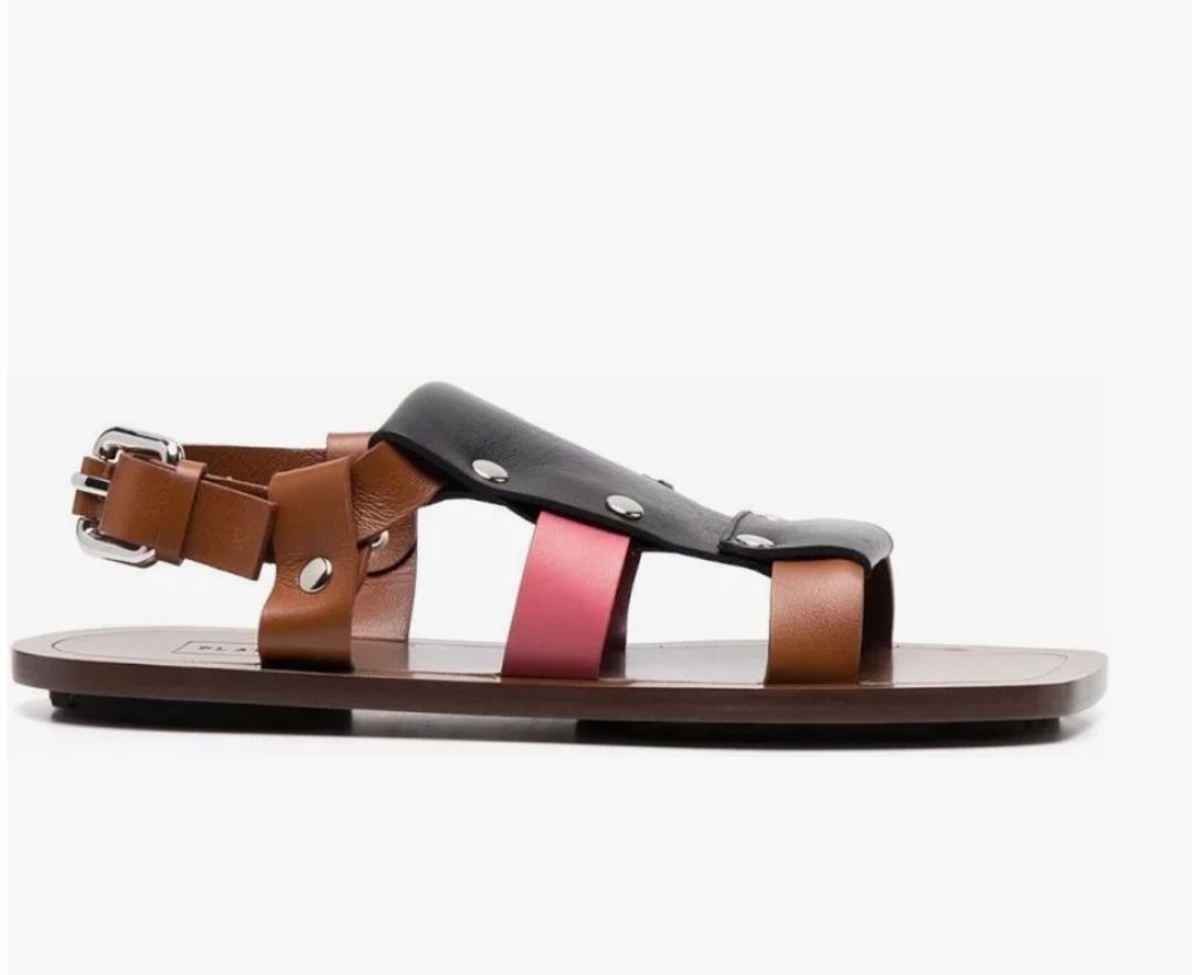 Plan C Color-block Leather Sandals