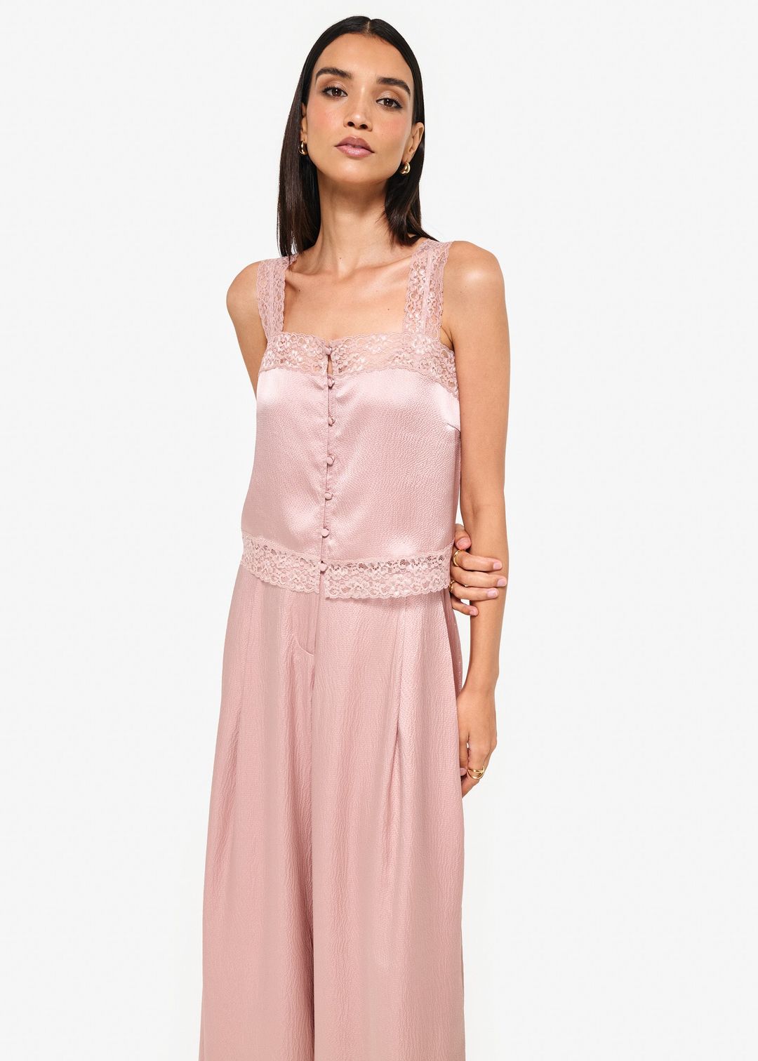 Tannis Hammered Silk Cropped Camisole Begonia