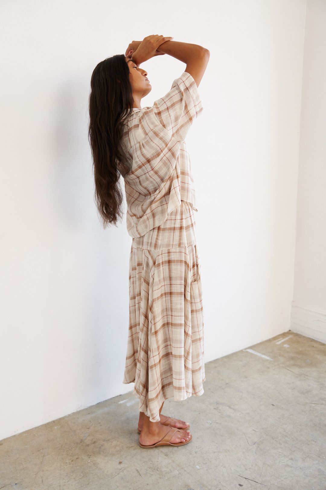 The Italian Summer Skirt in Natural Plaid #11