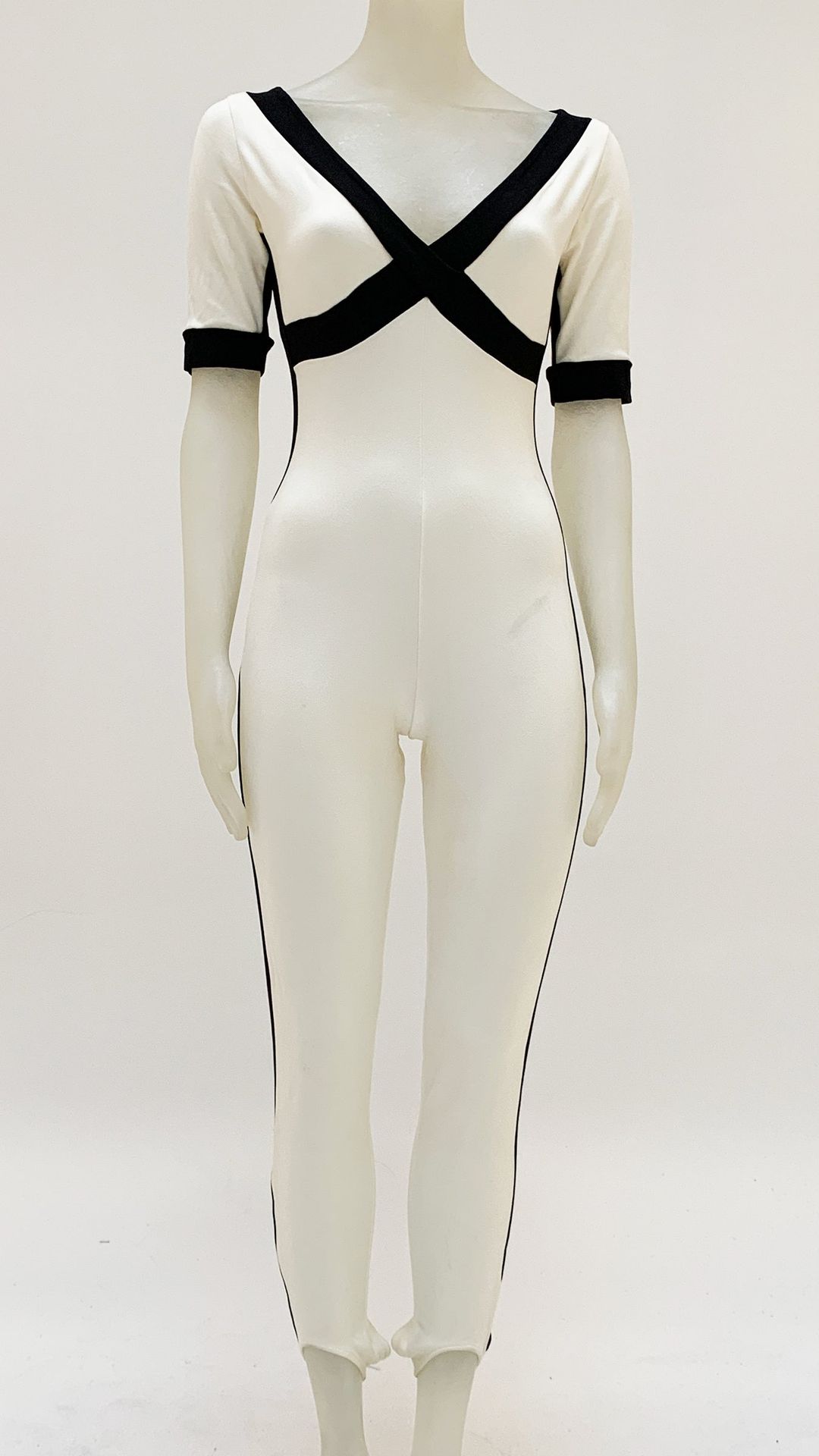 SIDE STRIPE SHORT SLEEVE STIRRUP CATSUIT