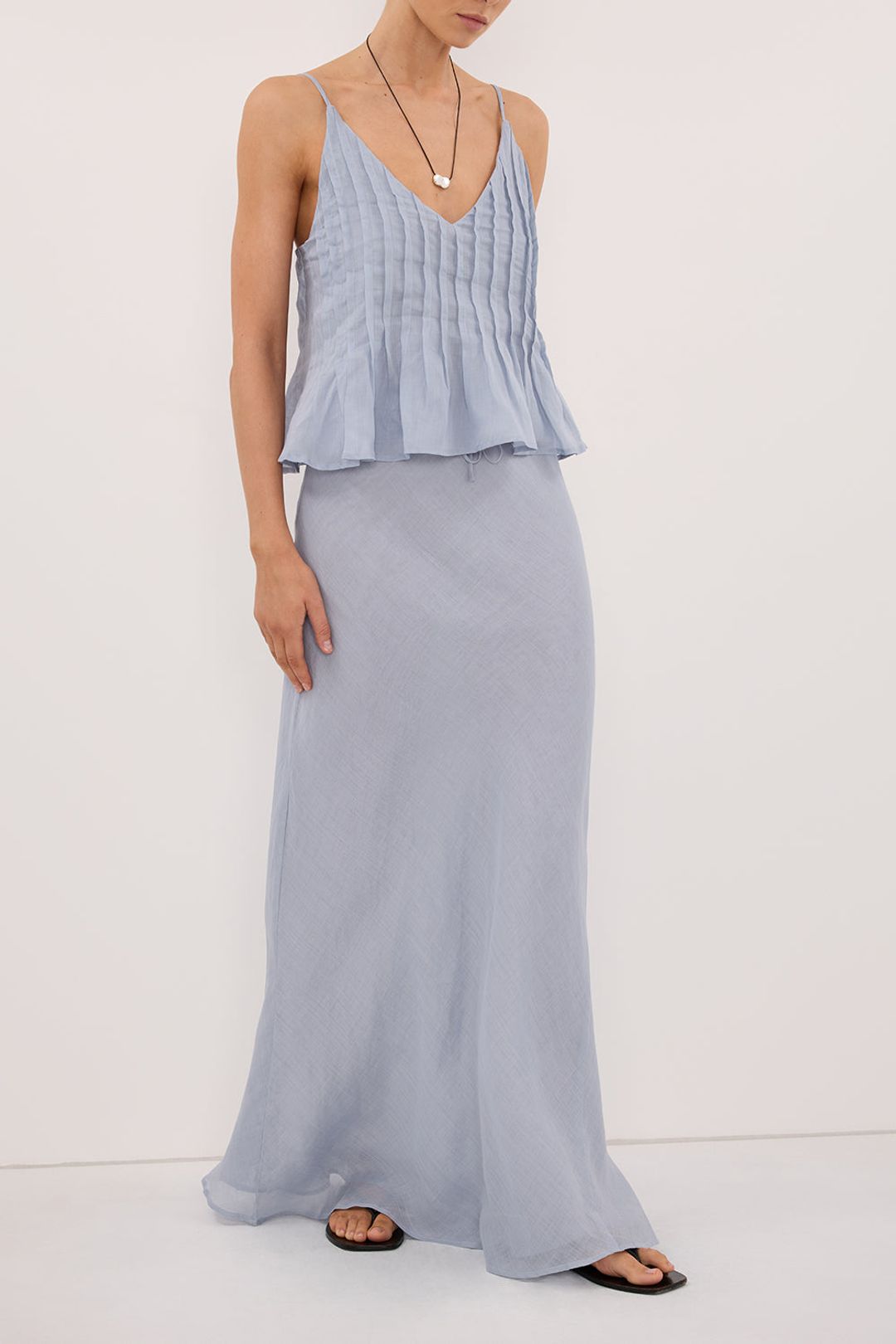 MAISON DUSTY BLUE RAMIE BIAS MAXI SKIRT #3