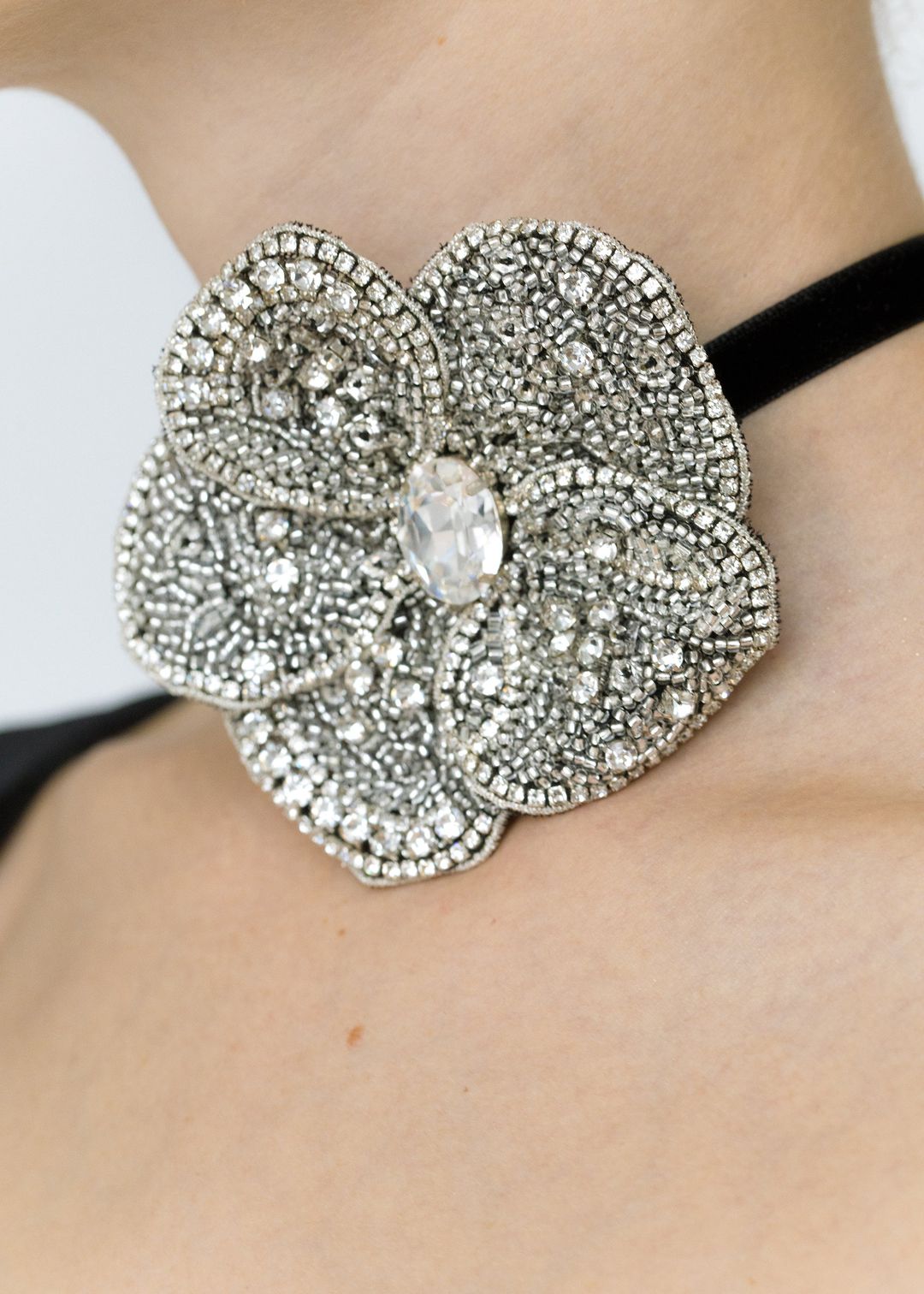 Vanya Ribbon Tie -- Crystal #3