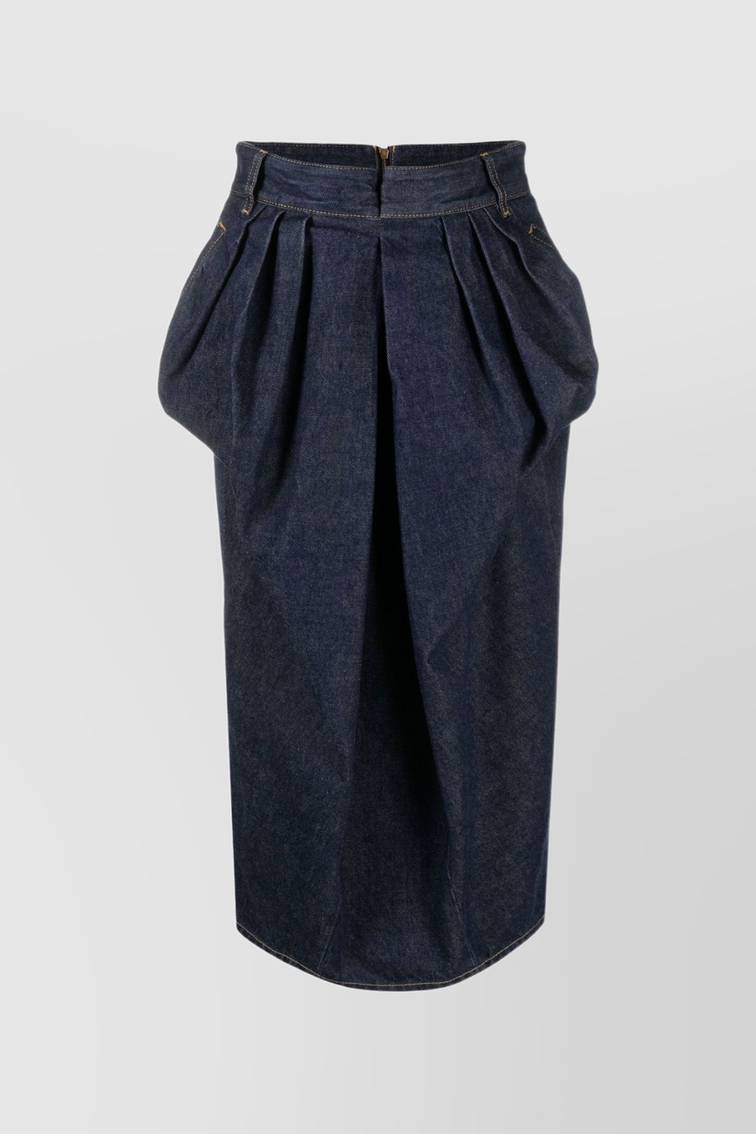 Dark blue denim draped pencil skirt #2