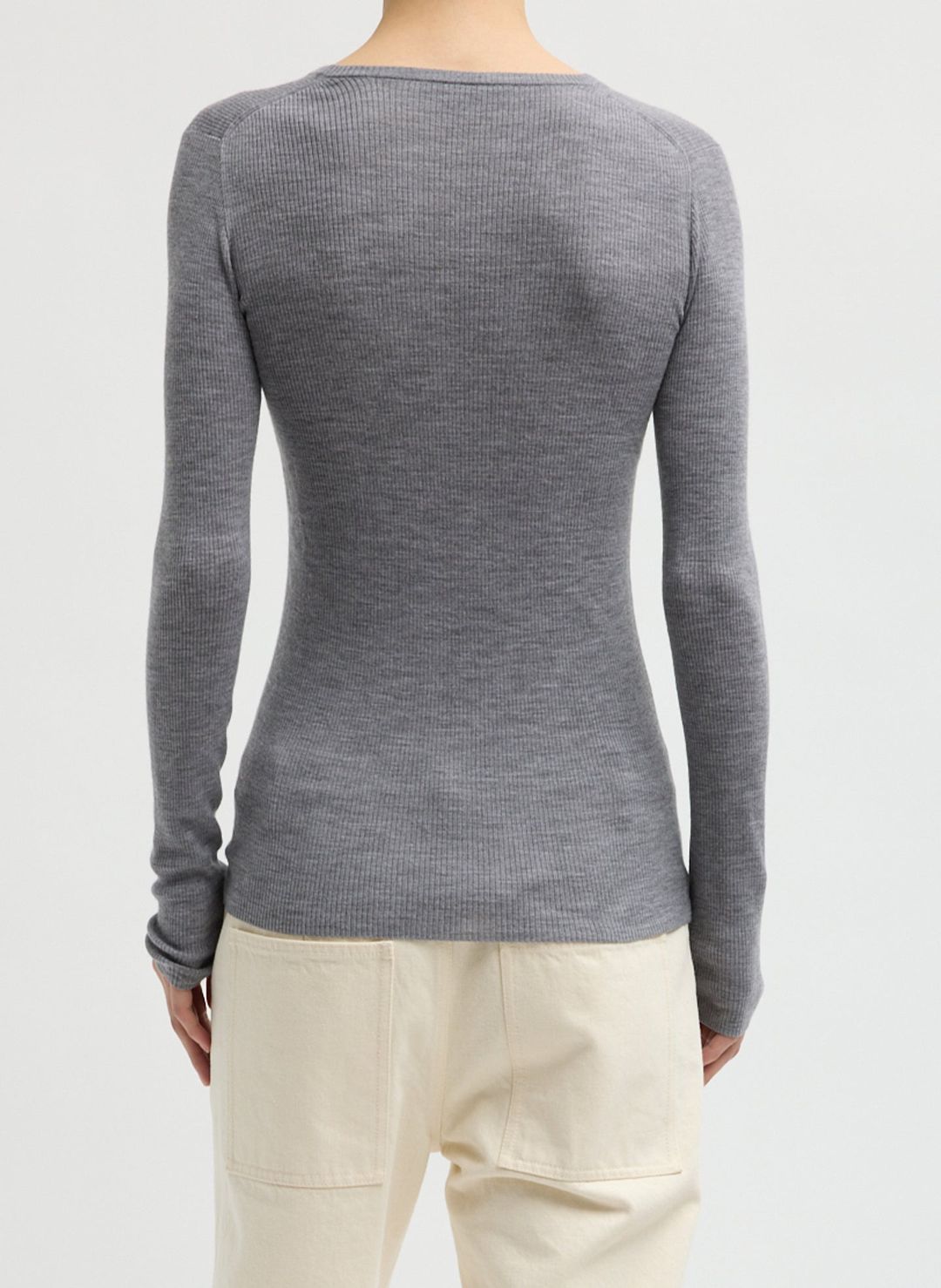 Feather Weight Ribbed Sweater V-Neck Pullover #3