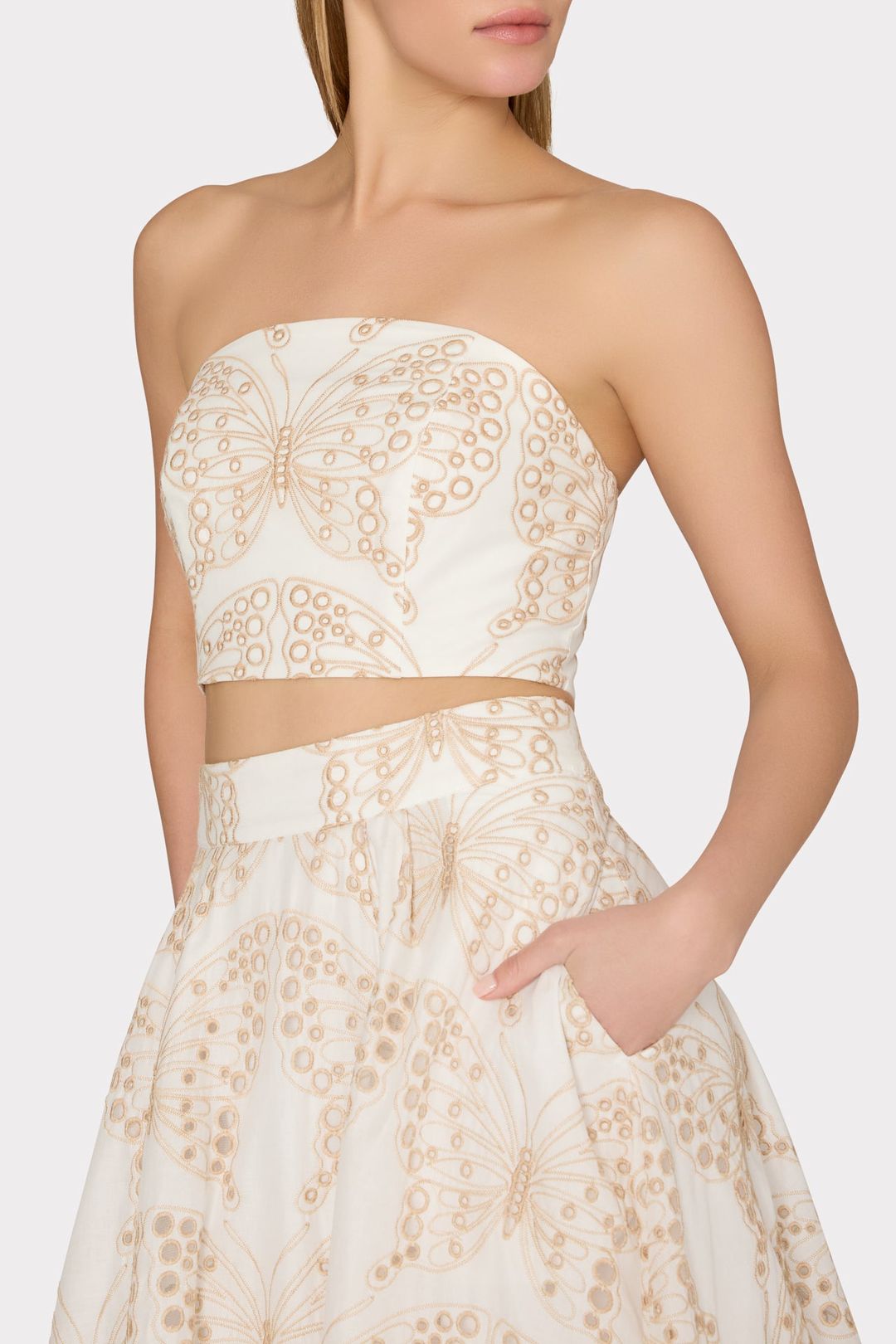 Butterfly Eyelet Strapless Crop Top #3