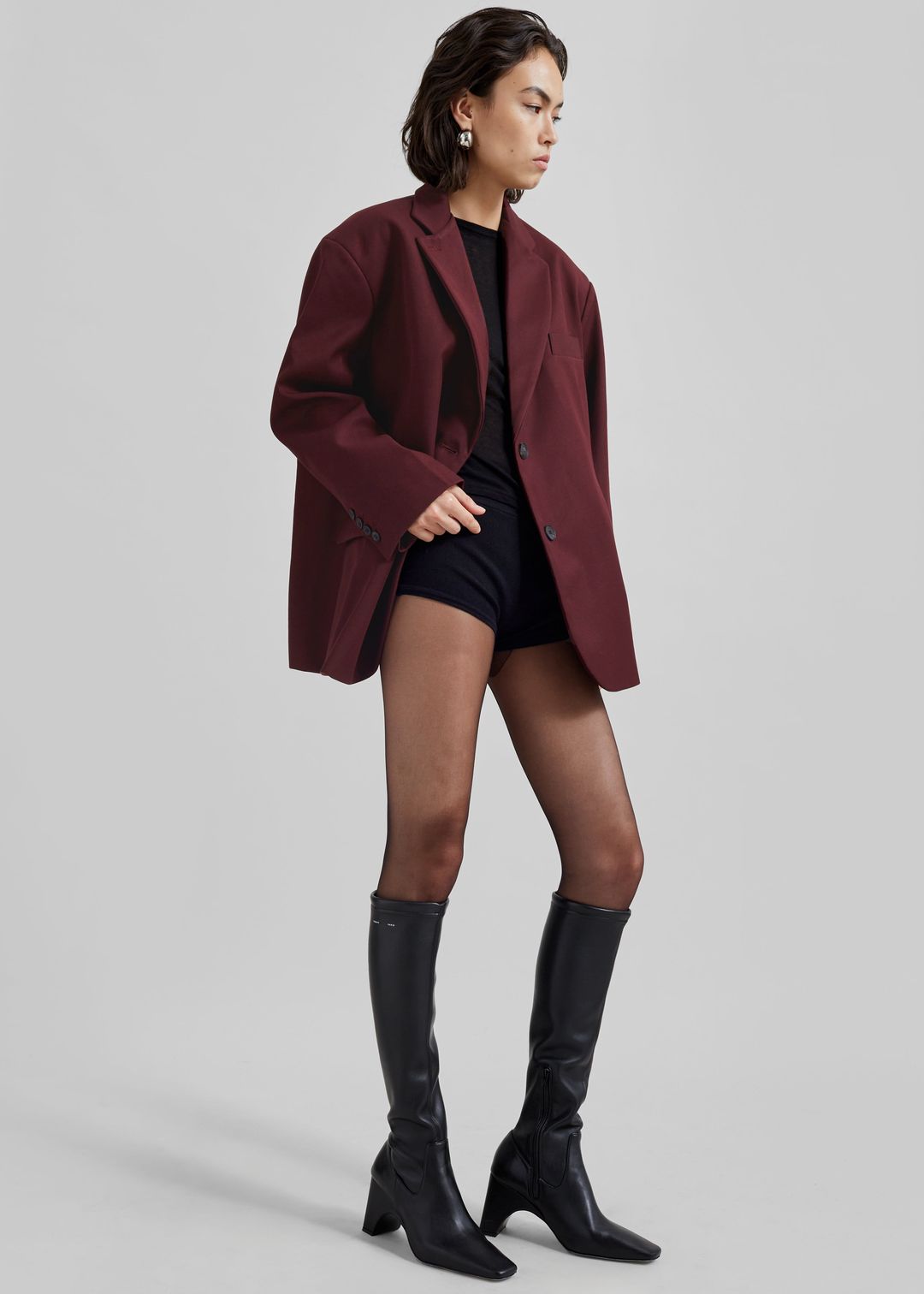 Frankie Oversized Boyfriend Blazer - Burgundy #2