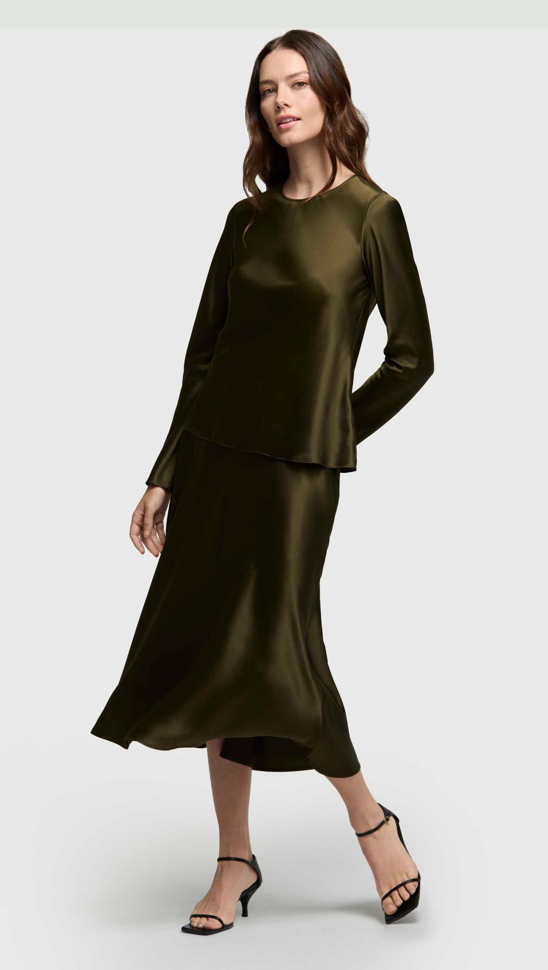 Longsleeve Bias Top in Silk Charmeuse | Basil #4