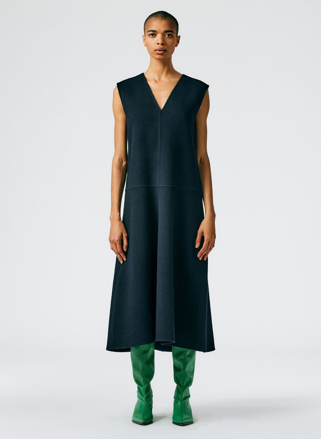 Luxe Double Faced Wool Angora V-Neck Dress #6