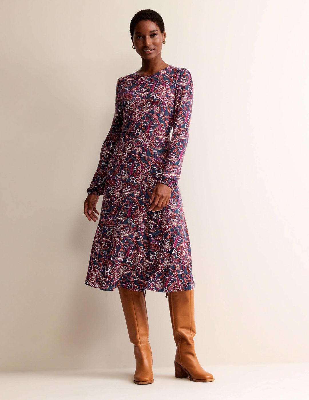 Camille Jersey Midi Dress-Purple Pansy, Paisley Lawn #4