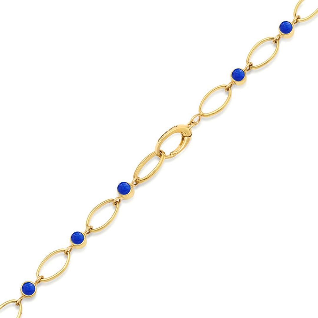 Medium Edith Link Necklace with Lapis Bezel Accents #4