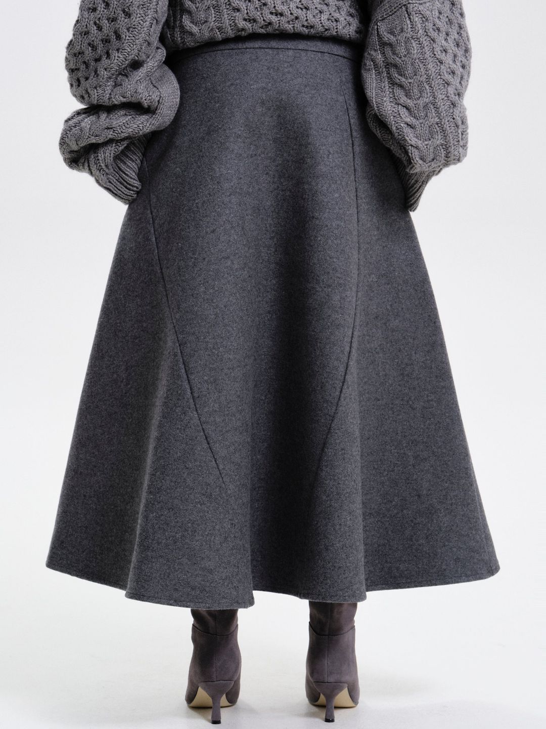 A-Line Felted Skirt, Anthracite Grey #4
