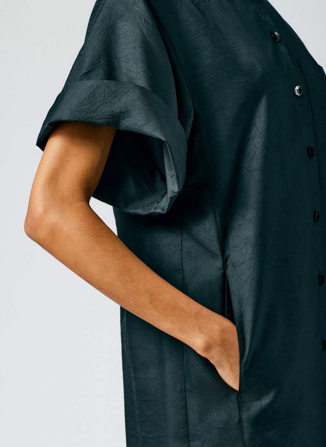 Devin Lightweight Tech Twill Rolled Sleeve Shirtdress #5