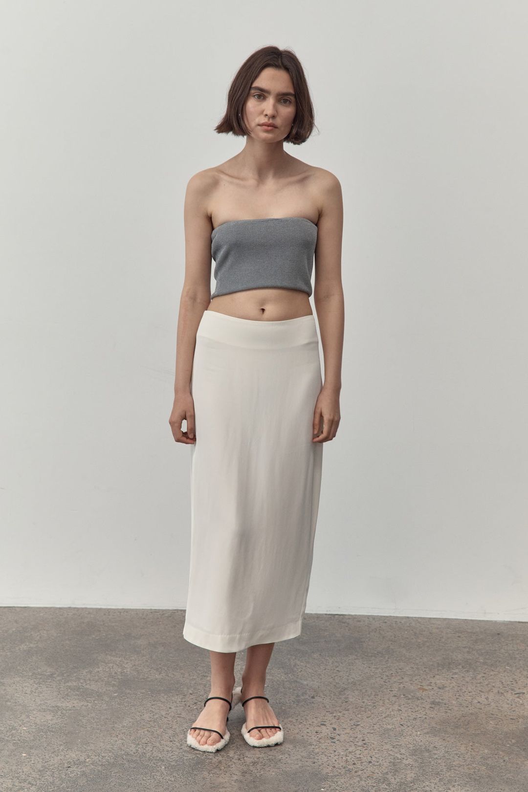 Low Waist Pencil Skirt - Cool White