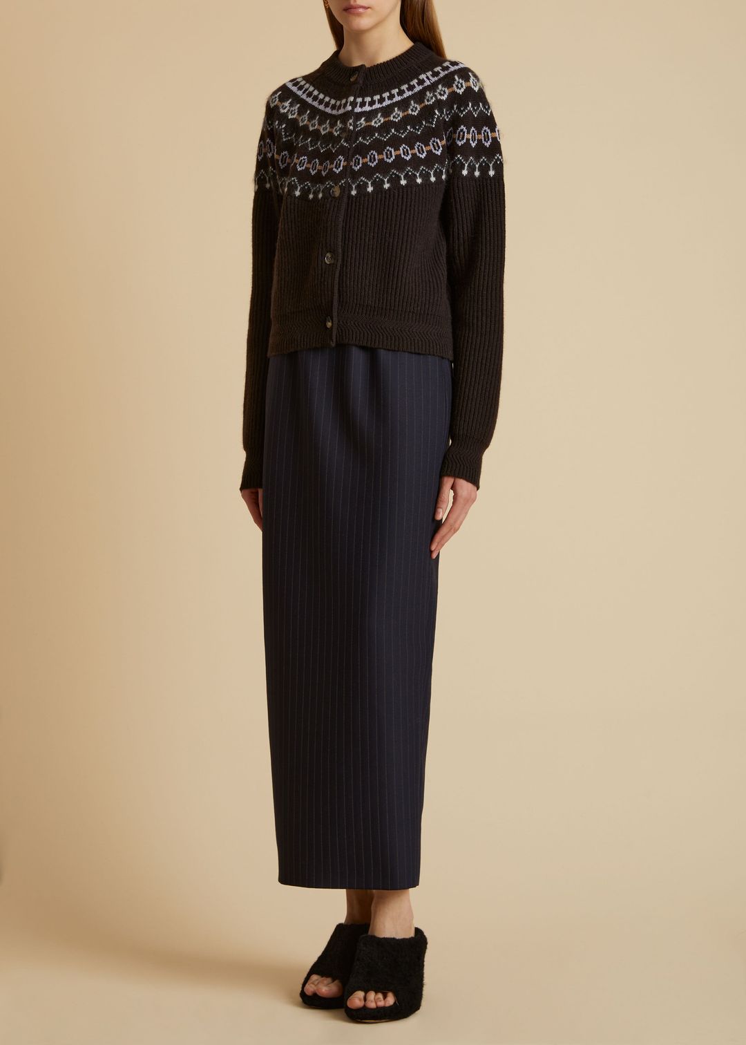 The Michaela Cardigan in Truffle Multi