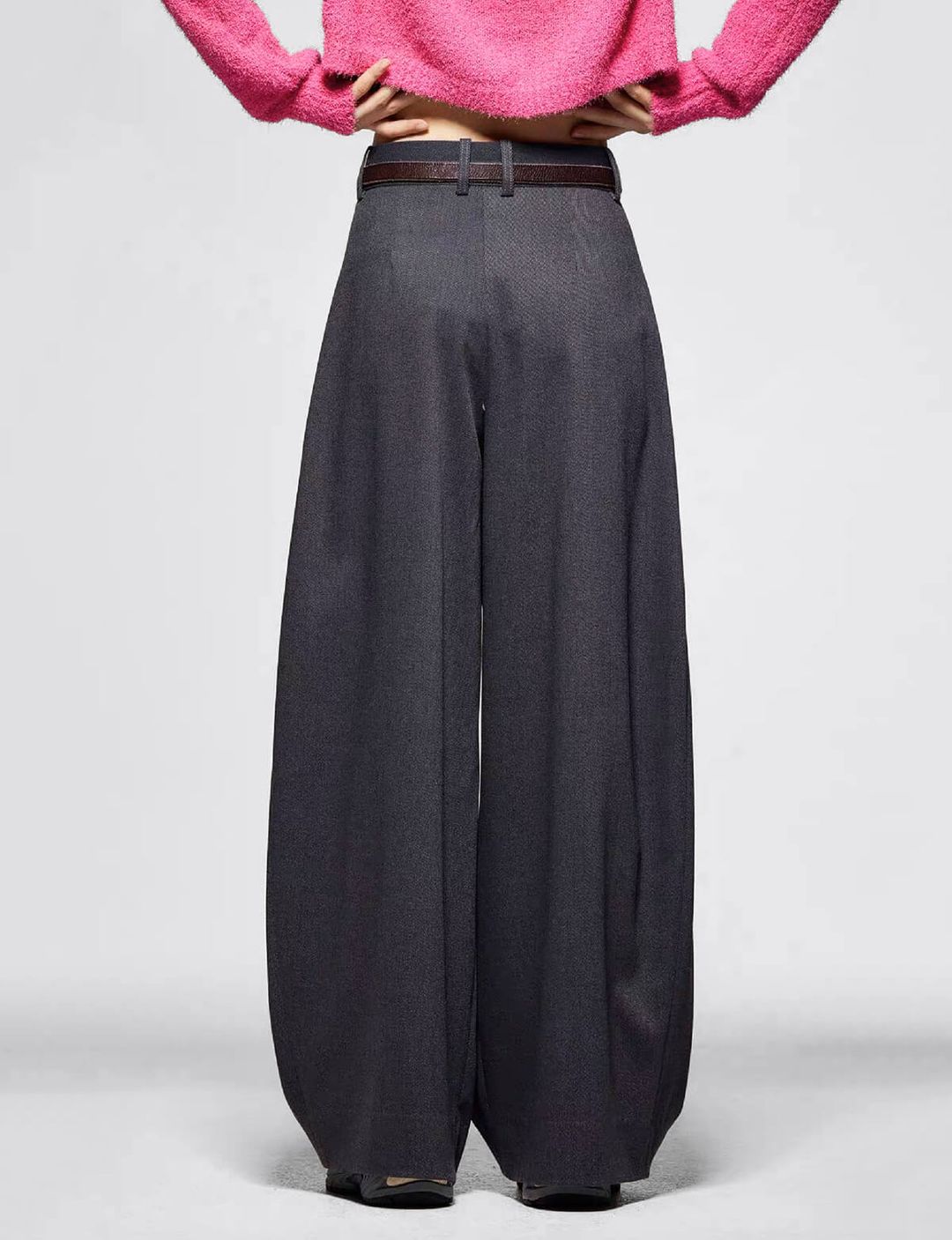 Dark Grey Barrel Leg Pants #4