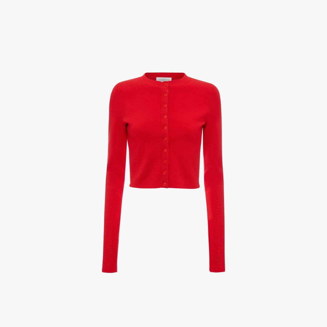 VB Body Cropped Fitted Cardigan in Red #8