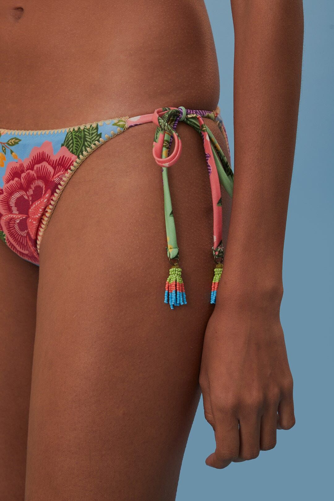 Flower Scarves Side Tie Bikini Bottom