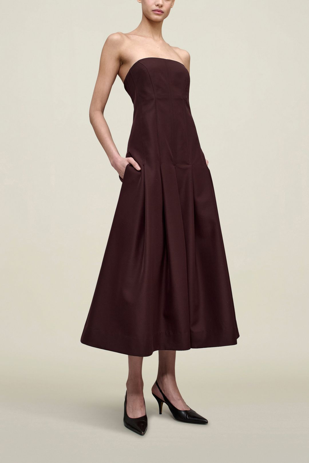 Maeve Pleated Dress in Wool Gazar #4